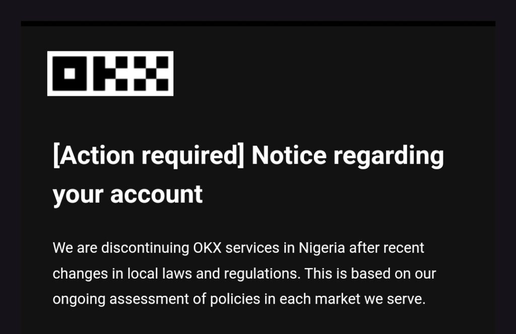 Okx exits Nigeria
